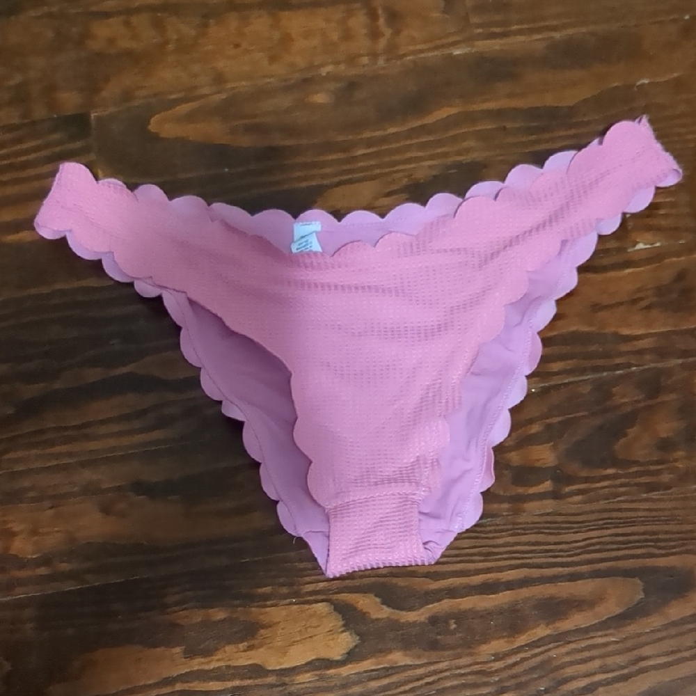 aerie Pink Scallop-Edge Bikini Bottom